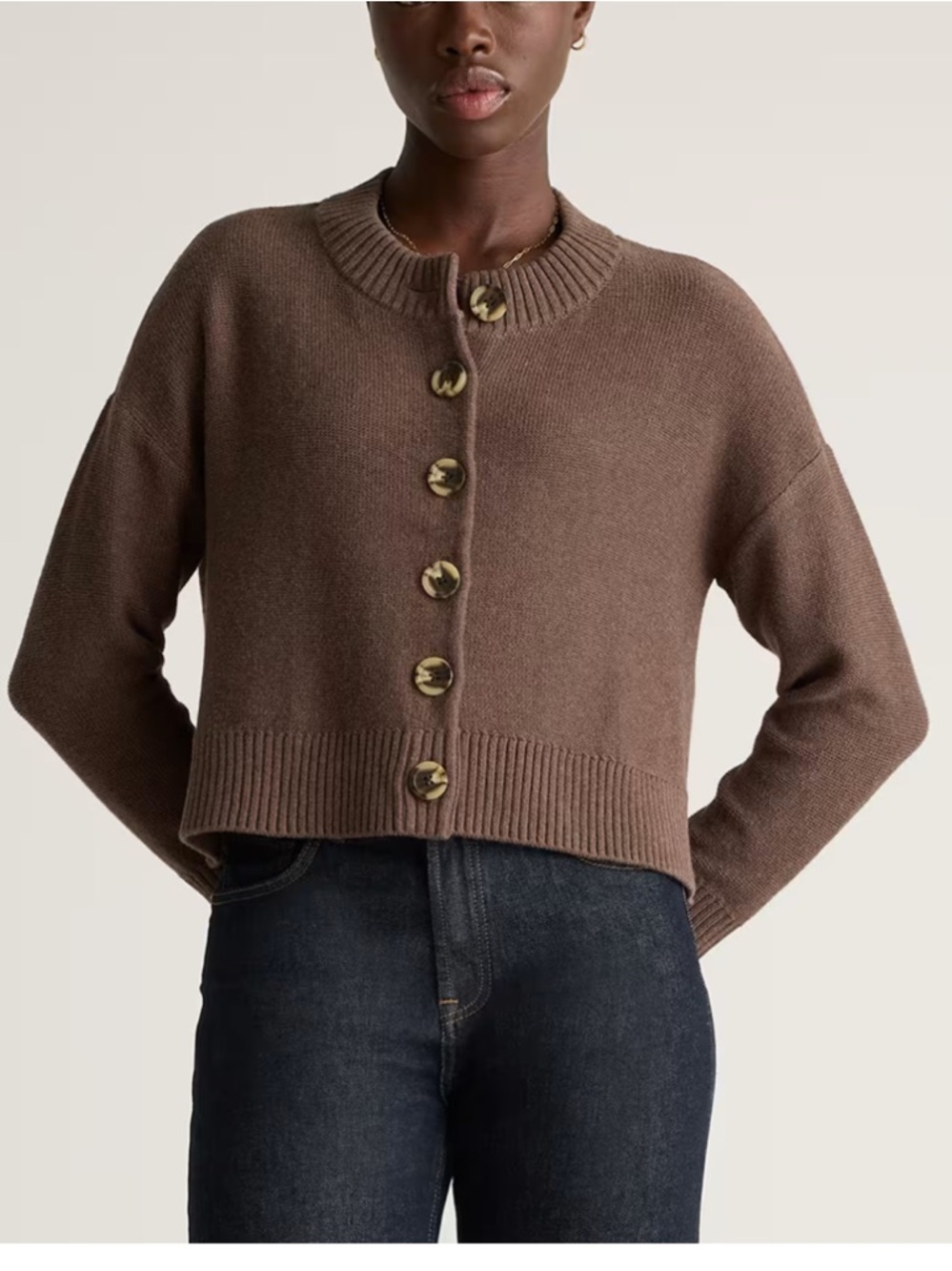 Quince Organic Cotton Cropped Cardigan Sweater Women’s Size Medium